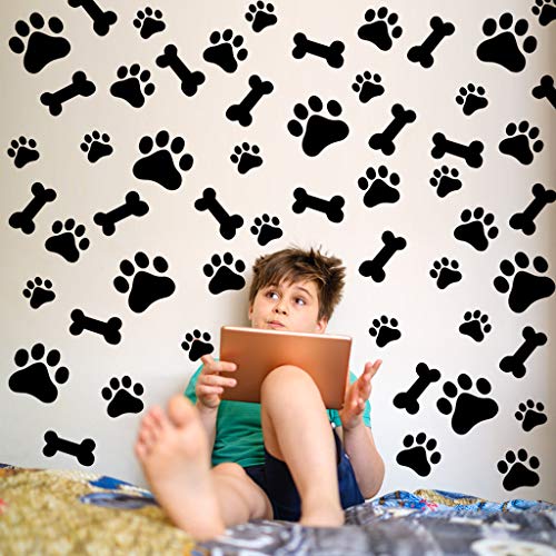 SITAKE 76 pegatinas para decoración de perros, 40 pegatinas para mascotas con estampado de pata de perro y 36 pegatinas para huesos de perro, pegatinas para la habitación de niñas y niños