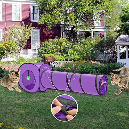 SlowTon Cat túnel escabullirse túnel Juguete, Gato de Juguete de Conejo con Bola, ratón, Pluma, Plegable Crinkly Interactivo Gato Tubo Tubo Jugar túnel Gato rasguño para Gatos Conejo
