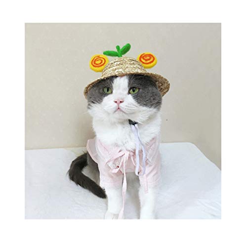Sombrero para sol para mascotas al Mascota sombrero de paja sombrero hecho a mano de Verano de fieltro de lana sombrero de Sun de la foto del gato gorra Fuera del usuario gorra de béisbol del sombrero