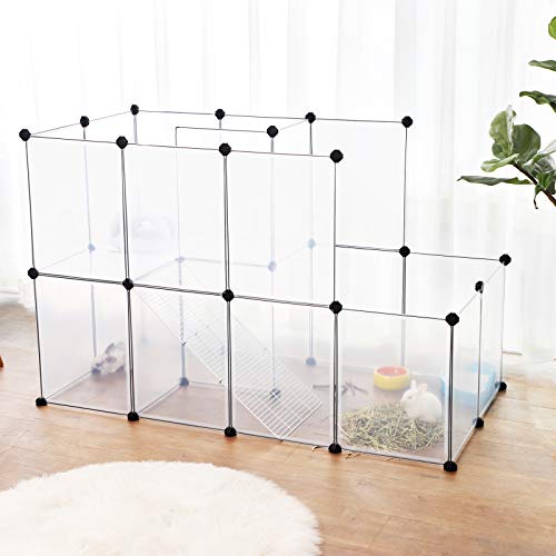 SONGMICS Parque para Mascota, Cerca Modular plástico, Animalito, Blanco LPC03W