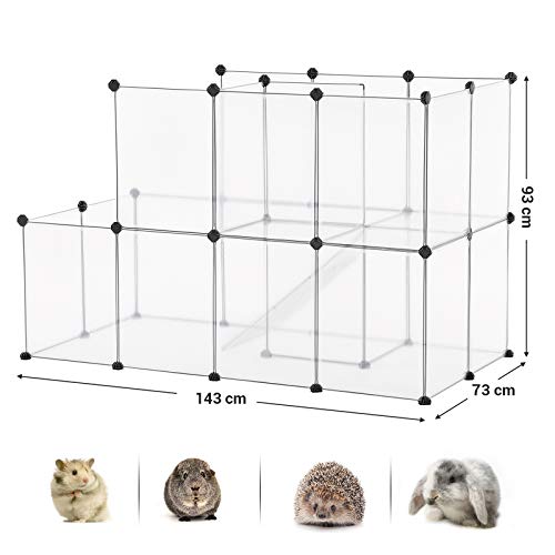 SONGMICS Parque para Mascota, Cerca Modular plástico, Animalito, Blanco LPC03W