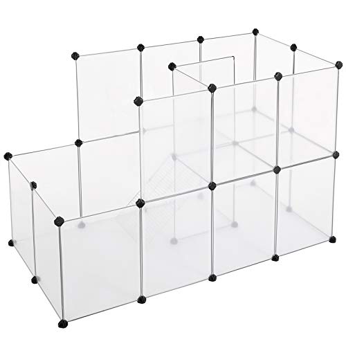 SONGMICS Parque para Mascota, Cerca Modular plástico, Animalito, Blanco LPC03W
