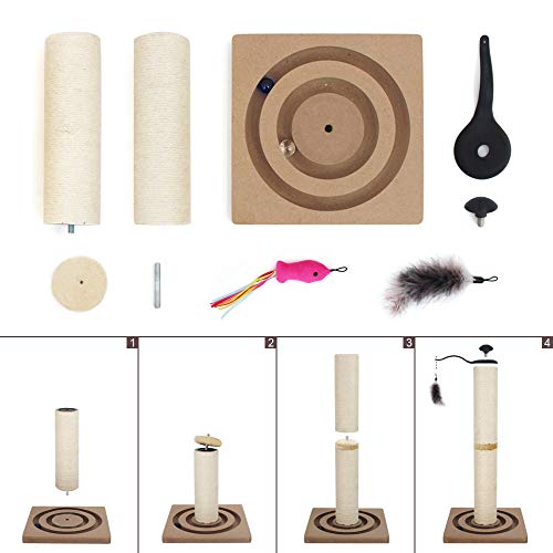 SONGWAY Árbol Rascador Gatos con Juguete - Poste Rascador para Gatos Sisal, Rascador Árbol para Gatos, Palo Rascador para Gatos,60cm