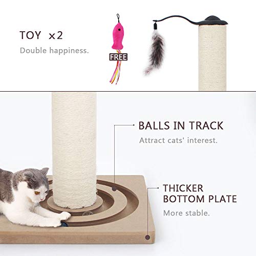SONGWAY Árbol Rascador Gatos con Juguete - Poste Rascador para Gatos Sisal, Rascador Árbol para Gatos, Palo Rascador para Gatos,60cm