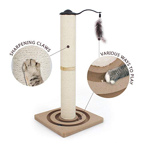 SONGWAY Árbol Rascador Gatos con Juguete - Poste Rascador para Gatos Sisal, Rascador Árbol para Gatos, Palo Rascador para Gatos,60cm