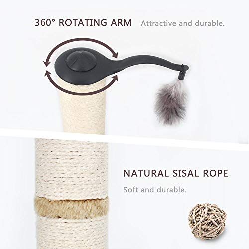 SONGWAY Árbol Rascador Gatos con Juguete - Poste Rascador para Gatos Sisal, Rascador Árbol para Gatos, Palo Rascador para Gatos,60cm
