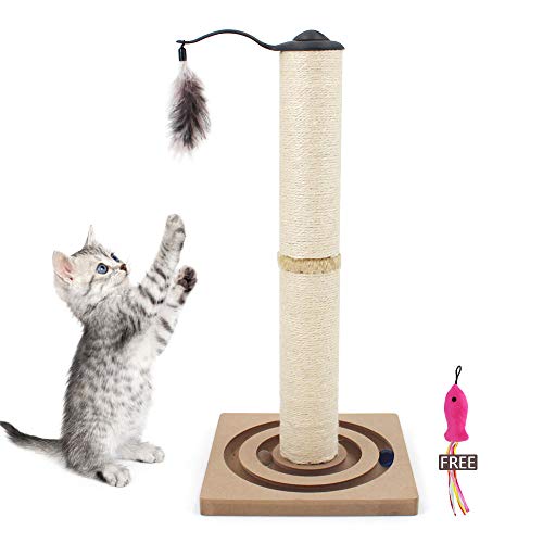 SONGWAY Árbol Rascador Gatos con Juguete - Poste Rascador para Gatos Sisal, Rascador Árbol para Gatos, Palo Rascador para Gatos,60cm