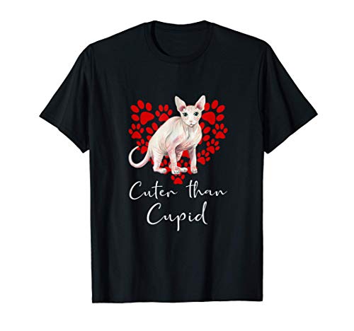 SPHYNX Cuter Than Cupid Gato Día San Valentín Gato sin pelo Camiseta