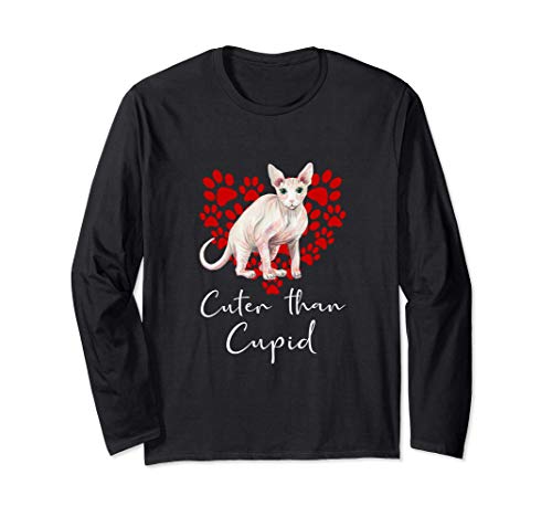 SPHYNX Cuter Than Cupid Gato Día San Valentín Gato sin pelo Manga Larga