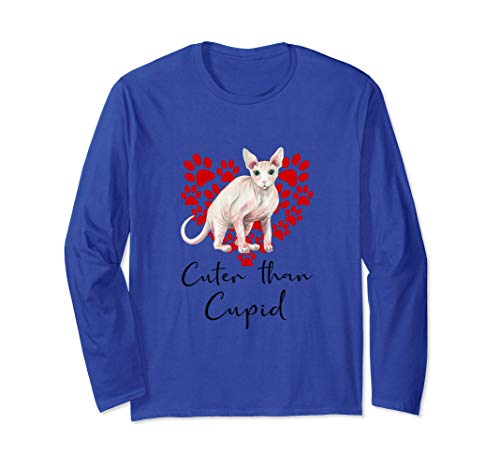 SPHYNX Cuter Than Cupip Gato Día San Valentín Gato sin pelo Manga Larga
