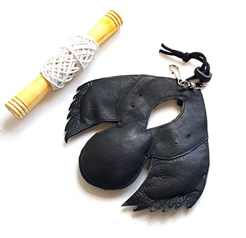 starlingukpk Señuelo de piel auténtica de calidad, señuelo para pájaros, señuelo con alas, color negro.