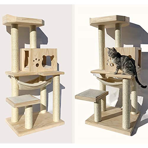 SuDeLLong Casa de Mascotas Gato de casa Torre árboles de Madera con rascadores Muebles de la casa del Gato Rascador Escalada Gatitos Plataforma Perchas Tumbona Cama for Dormir