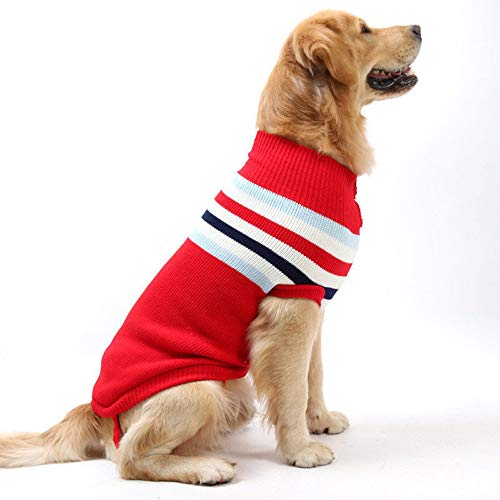 Suéter de mascota abrigo, cálido para perros y gatos, chaleco de punto de ganchillo para perros medianos y grandes (2XL, rojo)