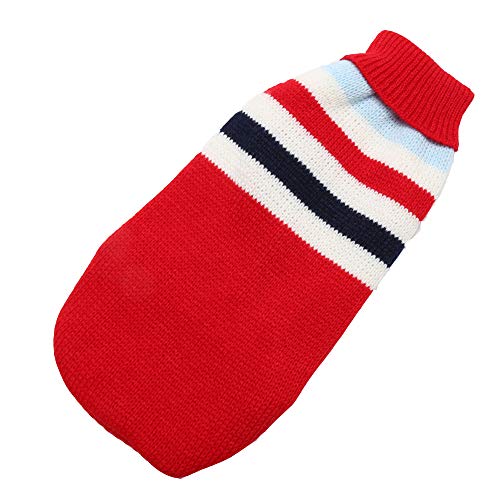 Suéter de mascota abrigo, cálido para perros y gatos, chaleco de punto de ganchillo para perros medianos y grandes (2XL, rojo)