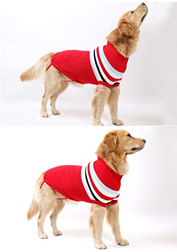 Suéter de mascota abrigo, cálido para perros y gatos, chaleco de punto de ganchillo para perros medianos y grandes (2XL, rojo)