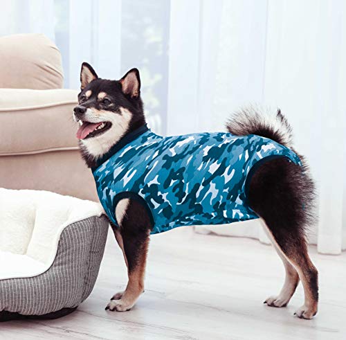 Suitical Recovery Suit Perro, L, Camuflaje Azul
