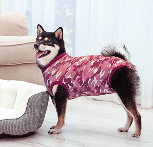 Suitical Recovery Suit Perro, XS, Camuflaje Rosa
