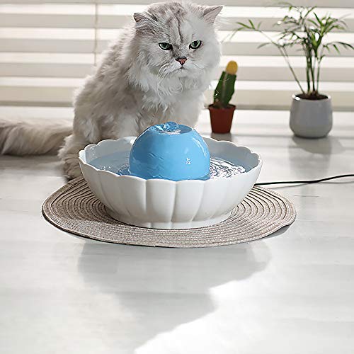 SUNASQ Dispensador de Agua de cerámica para Mascotas, alimentador de Agua de circulación automática, Sistema de filtración de circulación de Fuente de Agua Ultra silenciosa para Perro, Gato, Mascota.