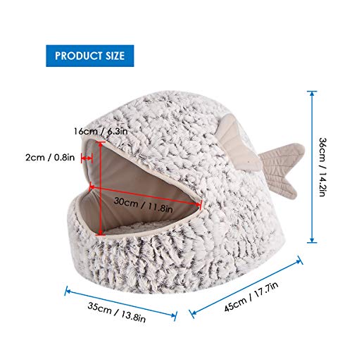 SunshineFace Saco de Dormir para Gatos con Cojín Extraíble Casa para Mascotas en Forma de Pez Dorado Cueva Lavable Cálido Y Acogedor