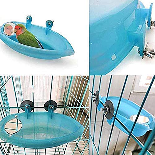Supercat Comedero de baño de Tina de baño Tazón de Fuente de baño para pájaros Colgante de Aves Juguete para Mascotas Cockatiel Jaula Ducha de Agua Alimentador de Alimentos con Espejo