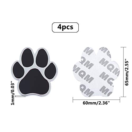 SUPERFINDINGS 4 Uds Pegatinas Coche Perro Pata Negro Pata del Perro del Oso Animal Huella 3D para Coche