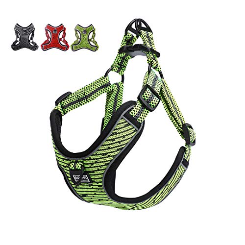 Suredoo Arnés Perro Reflectante Ajustable, Arnés Antitirones Suave Acolchado Cómodo Transpirable Arnés Chaleco para Cachorros Perros Pequeños Mediano (S, Verde)