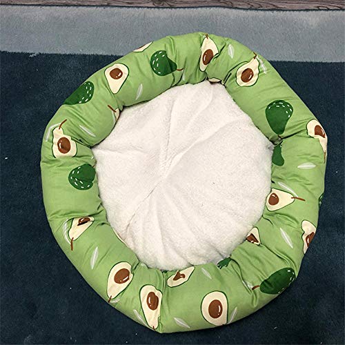 SYQY Cama de Perro Redonda de Dibujos Animados para Perros pequeños medianos Gatos cálidos-Aguacate Verde_50cm de diámetro