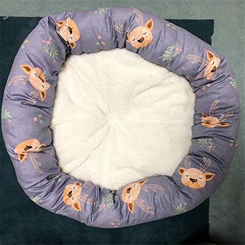 SYQY Cama de Perro Redonda de Dibujos Animados para Perros pequeños medianos Gatos cálidos-Aguacate Verde_50cm de diámetro