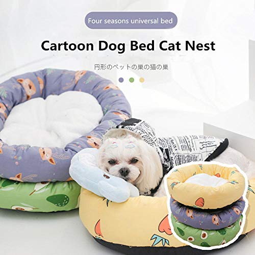 SYQY Cama de Perro Redonda de Dibujos Animados para Perros pequeños medianos Gatos cálidos-Aguacate Verde_50cm de diámetro