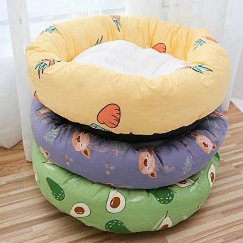 SYQY Cama de Perro Redonda de Dibujos Animados para Perros pequeños medianos Gatos cálidos-Aguacate Verde_50cm de diámetro
