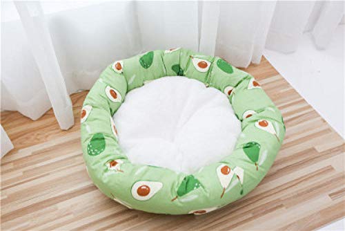 SYQY Cama de Perro Redonda de Dibujos Animados para Perros pequeños medianos Gatos cálidos-Aguacate Verde_50cm de diámetro
