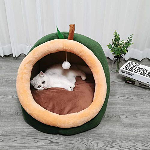 SYQY Perrera para Mascotas Forma de Dibujos Animados Cama para Perros Gatos Tienda de yurtas Nido Mascota cálida-Aguacate_S 35x35x32cm