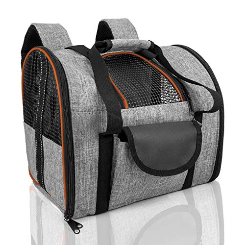 T-Buy Mochila para mascotas para gatos pequeños y perros, mochila plegable para gatos, diseño ventilado, entrada de dos caras, bolsa de mochila para viajes, senderismo y uso al aire libre