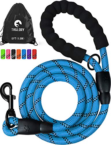 Taglory Correa de Perro, 1,5 m Correa de Fuerte de Perro para Perros Medianos y Grandes con Mango Acolchado Suave y Hilos Reflectantes, Azul