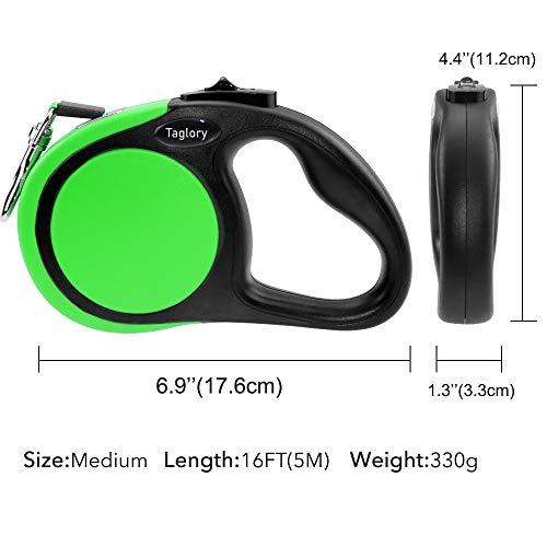 Taglory Correa Extensible Perro medianos y pequeño, Cuerda para Perros retractil, Nylon Fuerte Adecuado para Perros de hasta 20 kg, sin enredo y manija Antideslizante,Azul
