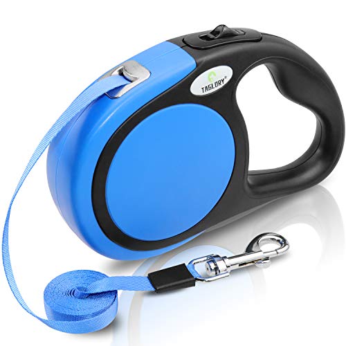 Taglory Correa Extensible Perro medianos y pequeño, Cuerda para Perros retractil, Nylon Fuerte Adecuado para Perros de hasta 20 kg, sin enredo y manija Antideslizante,Azul