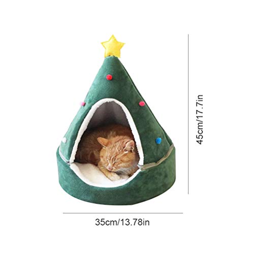 taianle 14 * 18 Pulgadas Tienda de Campaña para Gatos Cama de Cueva Cama para Perros Mascota Interior Casa para Perros Triángulo Cama para Gatos Casa Decoración Navideña Casa para