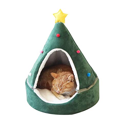 taianle 14 * 18 Pulgadas Tienda de Campaña para Gatos Cama de Cueva Cama para Perros Mascota Interior Casa para Perros Triángulo Cama para Gatos Casa Decoración Navideña Casa para