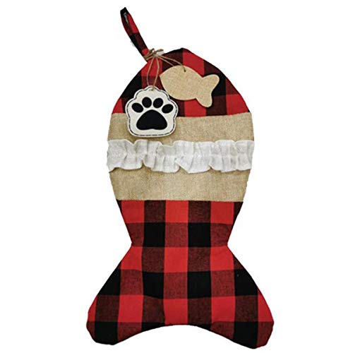 tangger Mascota Gatos Regalo Medias Navideñas Forma de Pez Decoración Navideña (Gato)