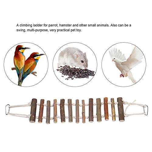 Tbest Columpio para Loros, Juguetes para Pájaros, Escalera para Pájaros De Juguete Escalera De Madera con Cuerda Escalera De Madera para Pájaros Puente Colgante para Agapornis Periquitos Loros