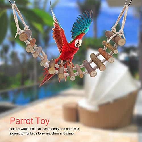 Tbest Columpio para Loros, Juguetes para Pájaros, Escalera para Pájaros De Juguete Escalera De Madera con Cuerda Escalera De Madera para Pájaros Puente Colgante para Agapornis Periquitos Loros
