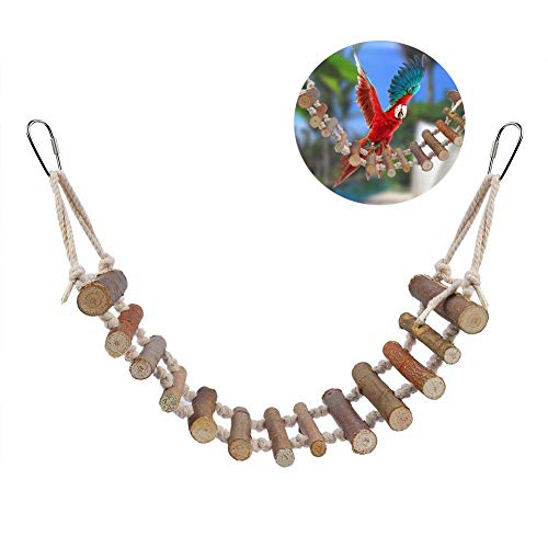 Tbest Columpio para Loros, Juguetes para Pájaros, Escalera para Pájaros De Juguete Escalera De Madera con Cuerda Escalera De Madera para Pájaros Puente Colgante para Agapornis Periquitos Loros