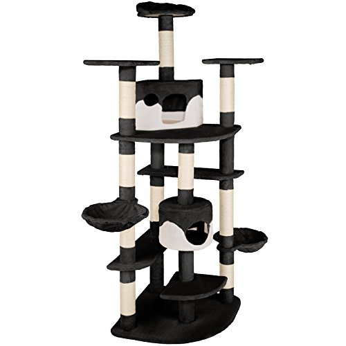 TecTake Rascador Árbol para Gatos 201 cm de Altura (Negro-Blanco | no. 402185)