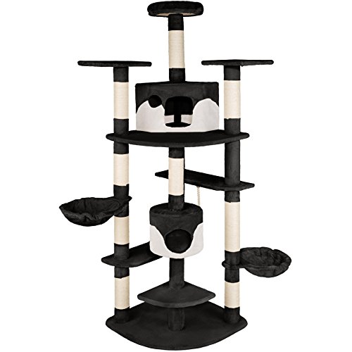 TecTake Rascador Árbol para Gatos 201 cm de Altura (Negro-Blanco | no. 402185)