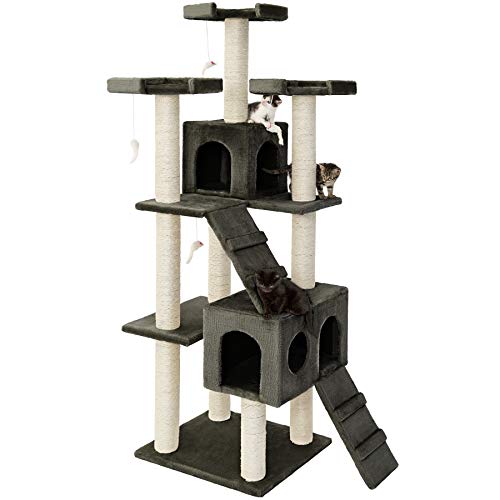 TecTake rascador para Gatos árbol para Gatos sisal Juguetes 186cm (Gris | no. 400525)