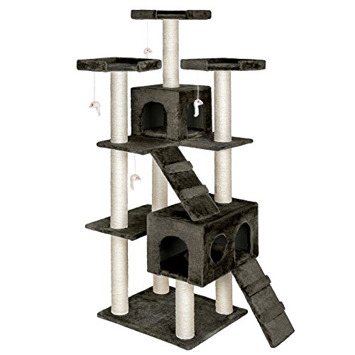 TecTake rascador para Gatos árbol para Gatos sisal Juguetes 186cm (Gris | no. 400525)