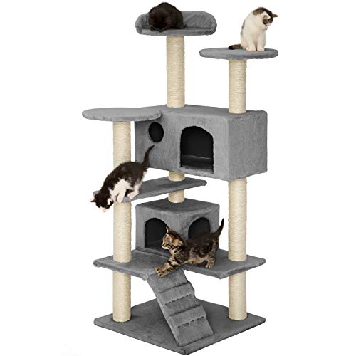 TecTake Rascador para Gatos Árbol para Gatos Trepar Sisal Juguetes (Gris | no. 400574)