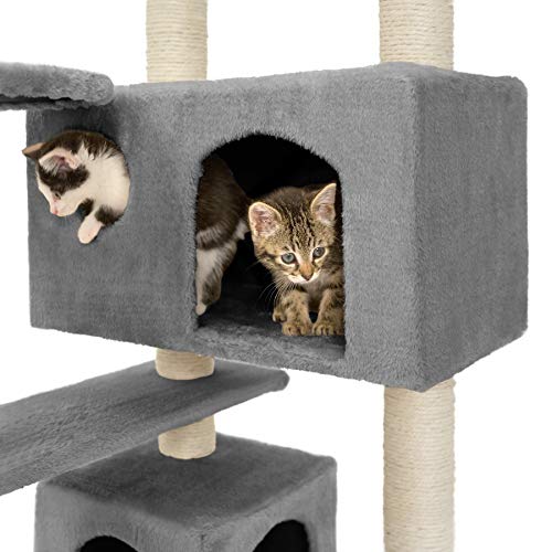 TecTake Rascador para Gatos Árbol para Gatos Trepar Sisal Juguetes (Gris | no. 400574)