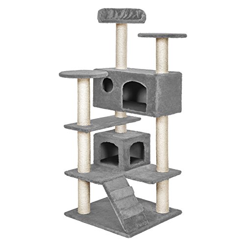 TecTake Rascador para Gatos Árbol para Gatos Trepar Sisal Juguetes (Gris | no. 400574)
