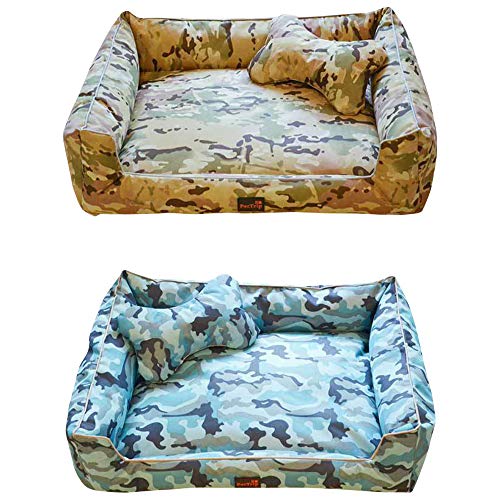 thematys Cama para Perros I Cesta para Perros Resistente a los arañazos y a los desgarros I Cesta para Mascotas extraíble y Lavable con Cremallera (S (50 x 40 x 16 cm), Style 4)